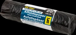 Hot Affaldspose med snører 20 liter - sort Affaldsspande Og -Poser