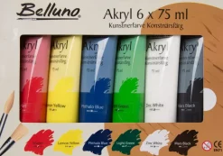 New Akrylfarvesæt 6 x 75 ml Akrylmaling