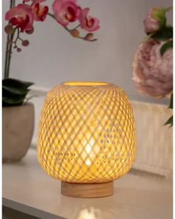 Hot Bordlampe bambus flet - H20 cm Bordlamper