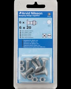 Hot Bræddebolt + møtrik M6 x 20 mm 6-pak Øvrige Monteringsbeslag