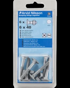 Outlet Bræddebolt + møtrik M6 x 40 mm 6-pak Øvrige Monteringsbeslag