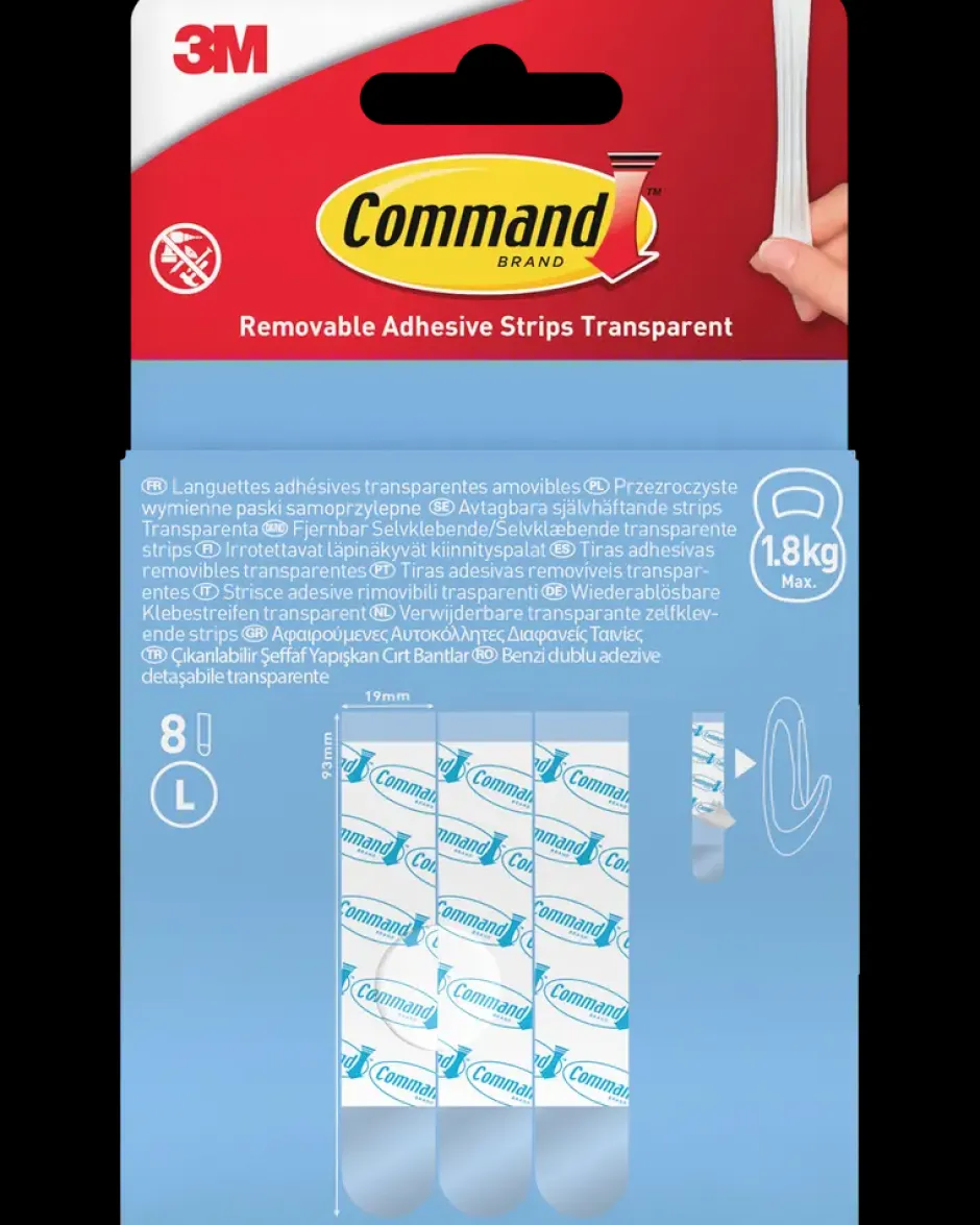 Clearance ™ Aftagelige Klæbestrips 8 stk - Transparent L Kroge Og Ophæng|Tape