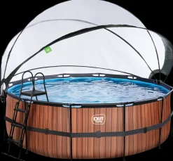 Sale Pool Ø427x122cm med pumpe og skærm - Brun Pool- Og Spatilbehør