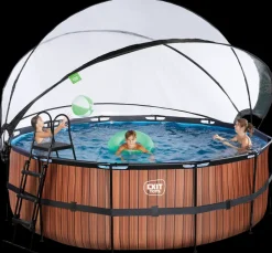 Sale Pool Ø427x122cm med pumpe og skærm - Brun Pool- Og Spatilbehør