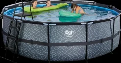 Clearance Pool Ø427x122cm med pumpe og skærm - Grå Pool- Og Spatilbehør
