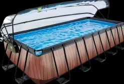 Outlet Pool 540x250x122cm med pumpe og skærm - Brun Pool- Og Spatilbehør