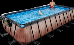 Outlet Pool 540x250x122cm med pumpe og skærm - Brun Pool- Og Spatilbehør