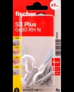 Hot Krogdyvel SX Plus 6 x 30 mm hvid 4 stk. Dyvler Og Plugs
