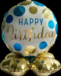 Sale Folieballon på fod Ø35 - "Happy birthday" Blå Festartikler
