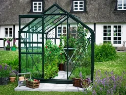 Online Drivhus Popular 106 hærdet glas og fundament - sort Drivhuse