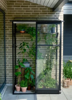 New Drivhus Qube Lean-to 24 hærdet glas - sort Vægdrivhuse