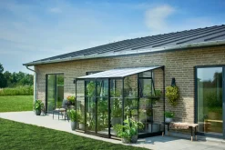 Hot Drivhus Qube Lean-to 68 hærdet glas - sort Vægdrivhuse