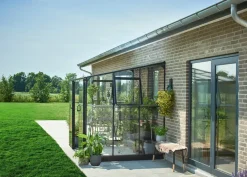 Hot Drivhus Qube Lean-to 68 hærdet glas - sort Vægdrivhuse
