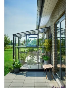 Hot Drivhus Qube Lean-to 68 hærdet glas - sort Vægdrivhuse