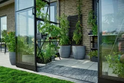 Hot Drivhus Qube Lean-to 68 hærdet glas - sort Vægdrivhuse