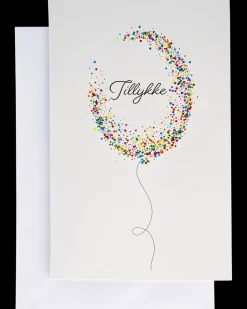 Online Kort med kuvert 11 x 17 cm - konfettiballon Festartikler