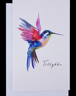 Kort med kuvert 11x17 cm - kolibri Festartikler