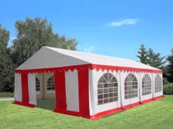 Online Partytelt PVC 6 x 8 m - rød/hvid Pavilloner, Partytelte Og Tilbehør