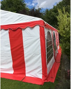 Online Partytelt PVC 6 x 8 m - rød/hvid Pavilloner, Partytelte Og Tilbehør