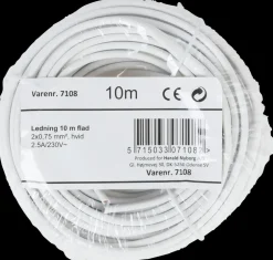 Discount Ledning flad 2 x 0,75 mm² - hvid Løse Ledninger
