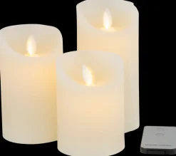 Outlet LED-vokslys med fjernbetjening 3-pak Lys Og Olielamper
