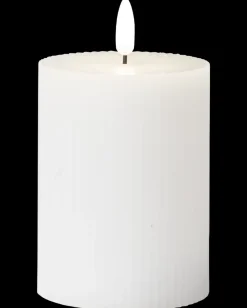 Discount LED-vokslys rillet med timer - H. 10 cm Lys Og Olielamper