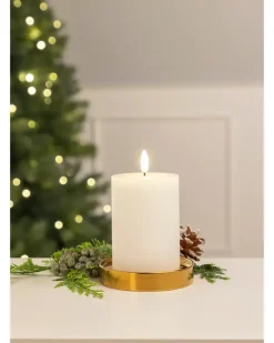 Discount LED-vokslys rillet med timer - H. 10 cm Lys Og Olielamper
