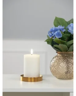 Discount LED-vokslys rillet med timer - H. 10 cm Lys Og Olielamper