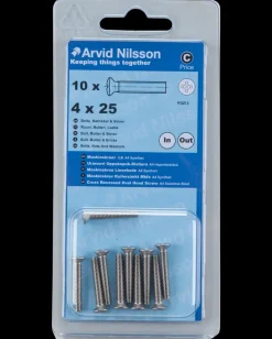 Clearance Maskinskrue A4 LH M4 x 25 mm 10-pak Maskinskruer, Bolte Og Møtrikker