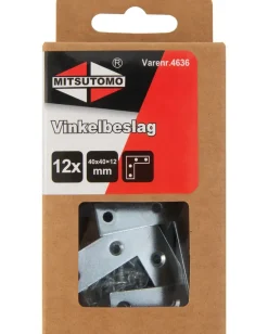 Hjørnebeslag 40 x 12 x 40 mm 12-pak Vinkelbeslag