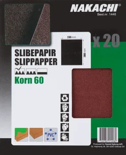 Clearance Slibepapir 23 x 28 cm K60 20 stk. Slibepapir