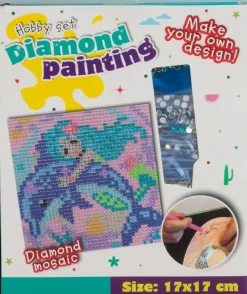 New Paint by Diamonds lærred 17 x 17 cm - Pink Øvrige Hobbyartikler