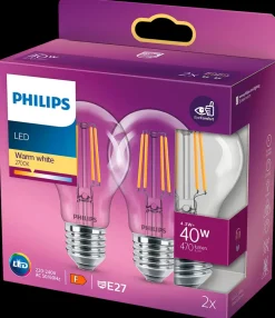 Outlet LED-filamentpære 4,3W E27 2-pak Led-Pærer