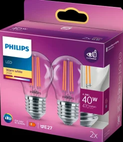 Sale LED-filamentpære 4,3W E27 2-pak Led-Pærer