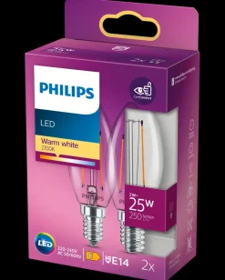 Discount LED-filamentpære 2W E14 2-pak Led-Pærer