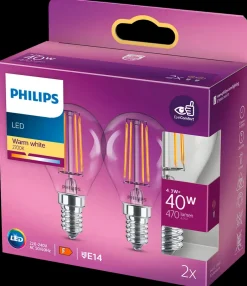 Discount LED-filamentpære 4,3W E14 2-pak Led-Pærer