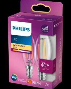 Sale LED-filamentpære 4,3W E14 2-pak Led-Pærer