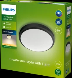 New Loftlampe Doris Ø22cm 6W IP54 - sort Udendørs Væglamper