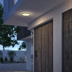 New Loftlampe SceneSw. slim Ø25cm 15W IP54 sort Udendørs Væglamper
