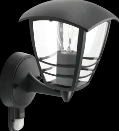 Best Væglampe Creek up med sensor E27 - sort Udendørs Væglamper