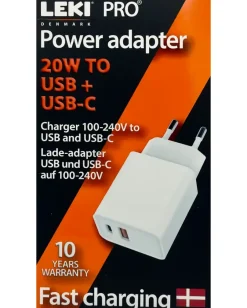 Clearance PRO USB og USB-C Adapter 20W - hvid Mobiltilbehør