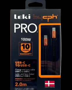 Hot PRO USB-C til USB-C Kabel - 2 meter sort Mobiltilbehør