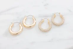 New Øreringe chunky hoop 2 par - guld Smykker & Hårpynt