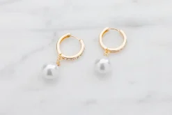 Hot Øreringe hoop med perle - guld Smykker & Hårpynt