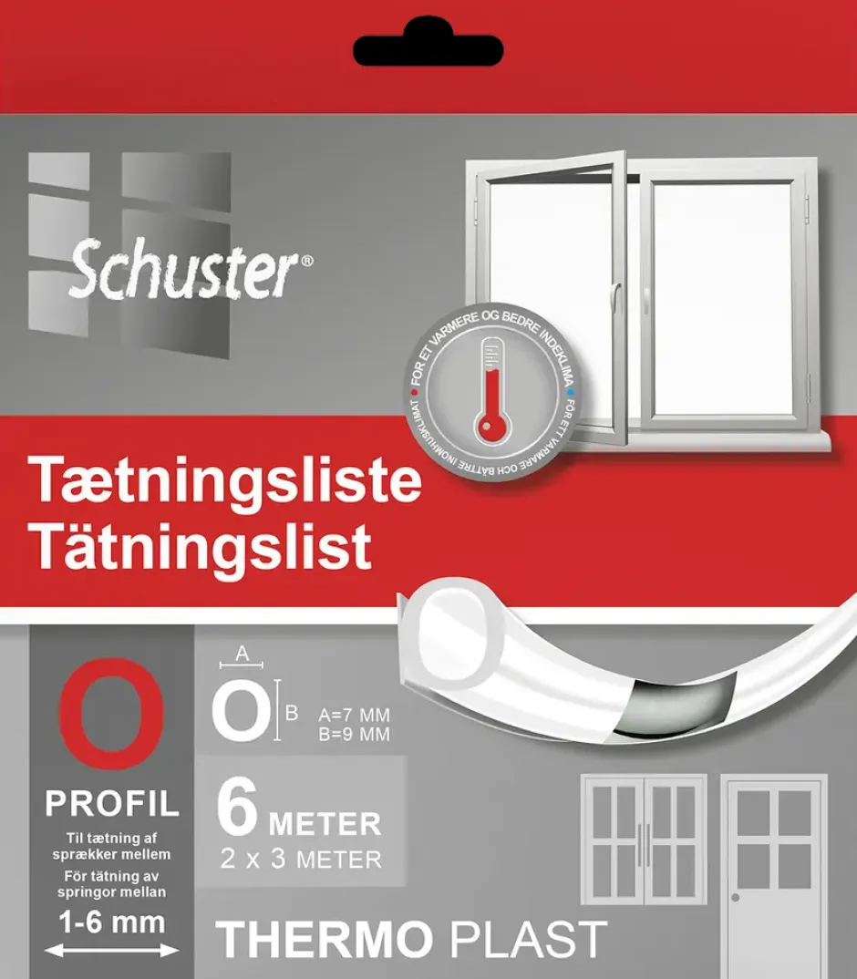 Clearance Tætningsliste O 7 x 9 mm 6 m Fugebånd Og Tætningslister