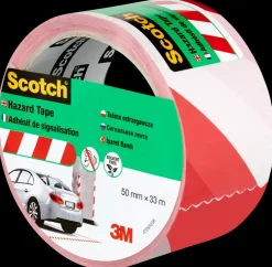 Clearance ® Markeringstape Hvid/Rød 50 mm x 33 meter Tape