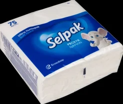 Discount Selpak Servietter hvid 75 stk. Toiletpapir, Køkkenrulle Og Servietter