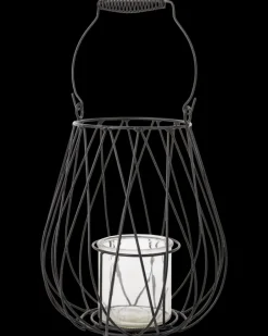 Sale Lanterne med glasindsats H. 33 cm - metal Dekoration|Øvrig Belysning