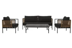 Discount Sofasæt NANA 4 dele - Sort/grå Havemøbelsæt
