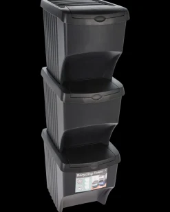 Discount Sorteringskasser 22 liter 3-pak - sort Opbevaringsbokse Og -Kasser